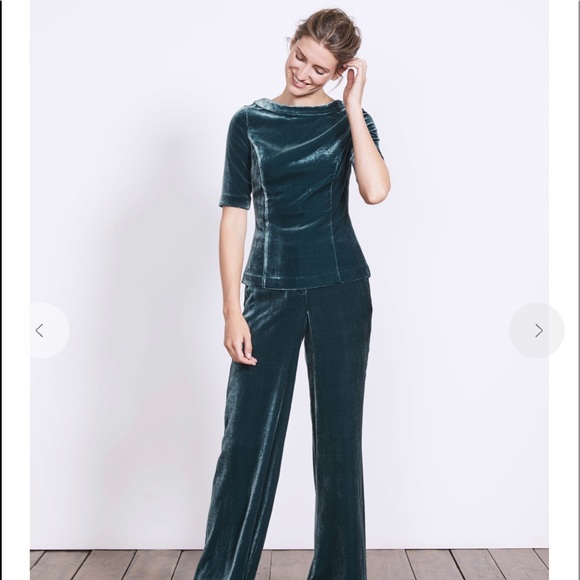 Boden NWT Martha Blue Velvet Top size 10. - Picture 3 of 10